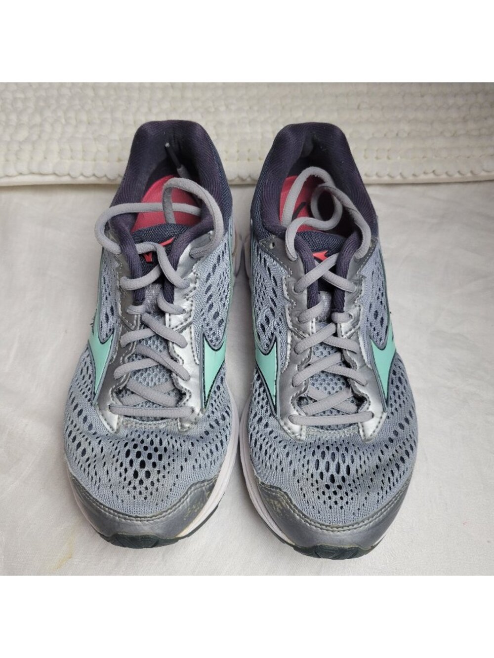 Mizuno Wave Rider 22 Women's Sz 7 Gray Blue Walking Running Shoes Sneakers Mesh